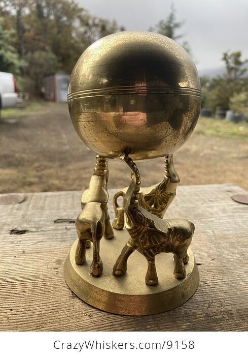 Brass Elephant Sphere and Stand - #Ux6FhqW8hAk-2