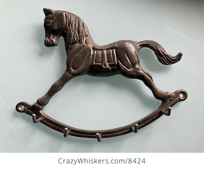 Brass Rocking Horse Wall Hook Rack Jewelry Organizer Key Holder - #RaF8bCg59P8-1