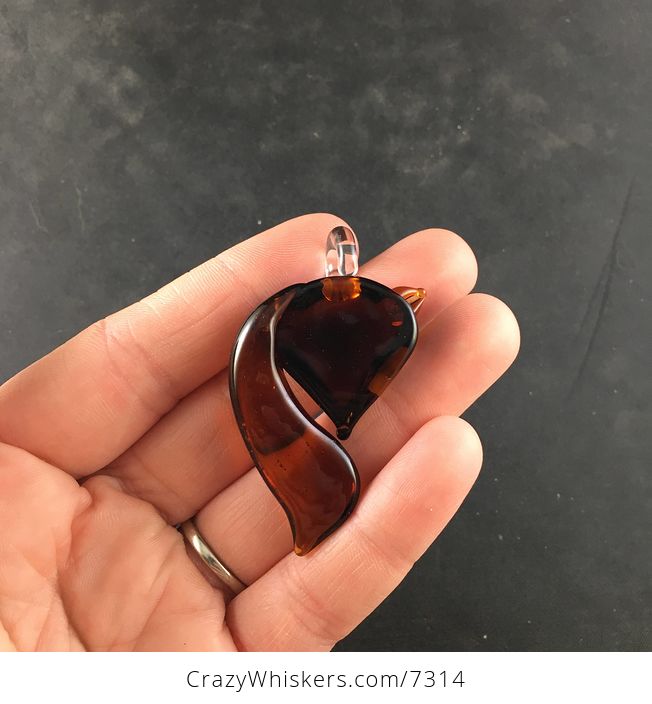 Brown Fox Lampwork Glass Pendant Jewelry Necklace - #5qzM31U8yxY-6