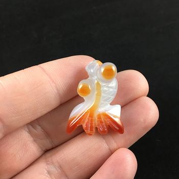 Carved Agate Goldfish Jewelry Pendant #IZRHPOogEd0