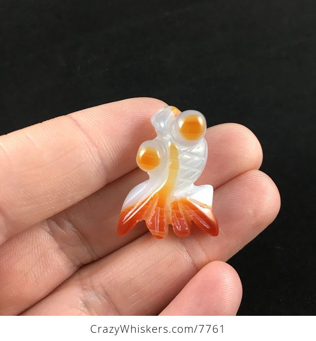 Carved Agate Goldfish Jewelry Pendant - #IZRHPOogEd0-1