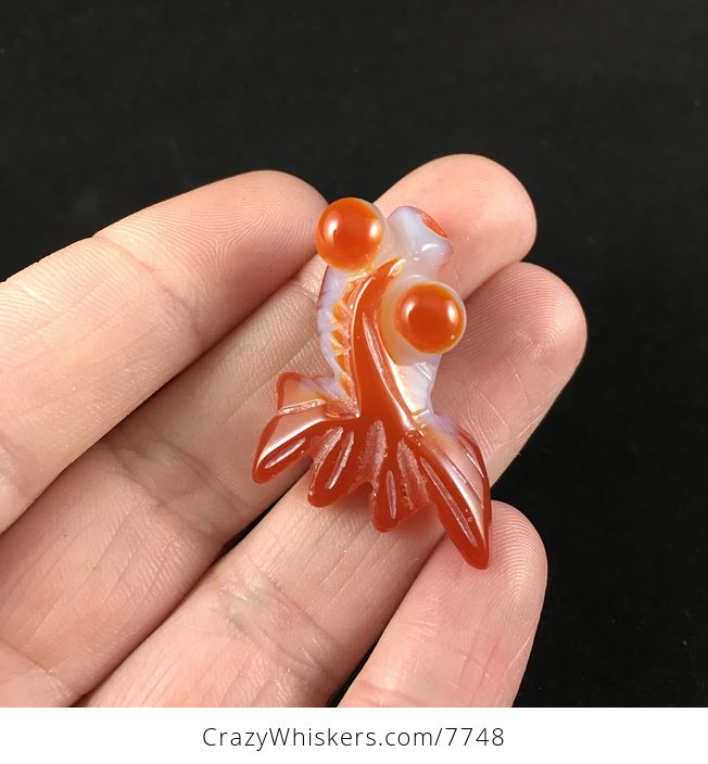 Carved Agate Goldfish Jewelry Pendant - #g0QcdO13xMk-1