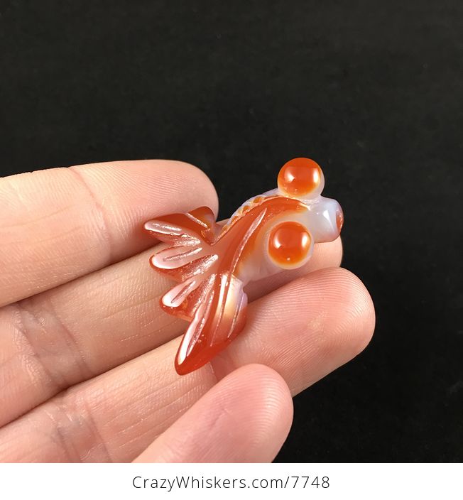Carved Agate Goldfish Jewelry Pendant - #g0QcdO13xMk-2