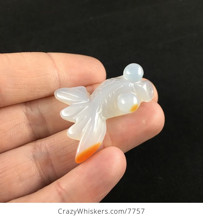 Carved Agate Goldfish Jewelry Pendant - #j8FrRZP98BA-2