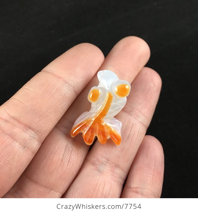 Carved Agate Goldfish Jewelry Pendant - #jTUiqe1LNBk-1