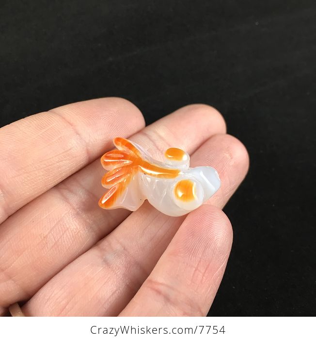 Carved Agate Goldfish Jewelry Pendant - #jTUiqe1LNBk-2