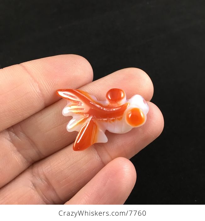 Carved Agate Goldfish Jewelry Pendant - #xHvooPXB0Gk-2