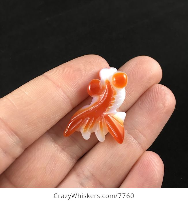 Carved Agate Goldfish Jewelry Pendant - #xHvooPXB0Gk-1
