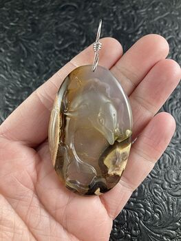 Carved Agate Jumping Dolphin Stone Jewelry Pendant #rQmFy3UpPxM
