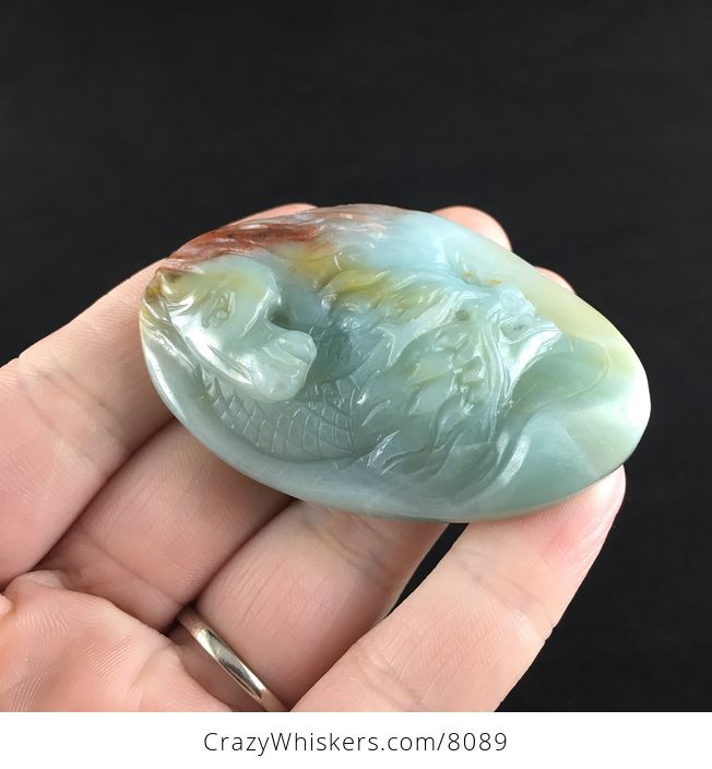 Carved Amazonite Stone Dragon and Horse Pendant Jewelry - #OuSntxy5N0w-4