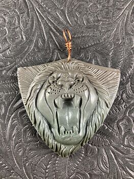 Carved Angry Roaring Lion Face Succor Creek Jasper Stone Pendant Jewelry #jYp14fOLKW4