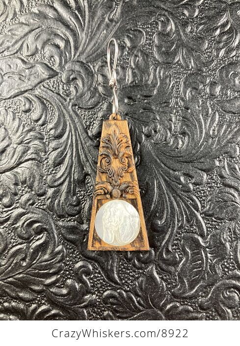 Carved Basset Hound Dog in Mother of Pearl Shell and Wood Jewelry Pendant - #pezIRgk4WyU-5