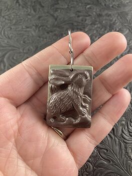 Carved Bunny Rabbit Jasper Stone Pendant Jewelry #3hh2PY8f4Jw