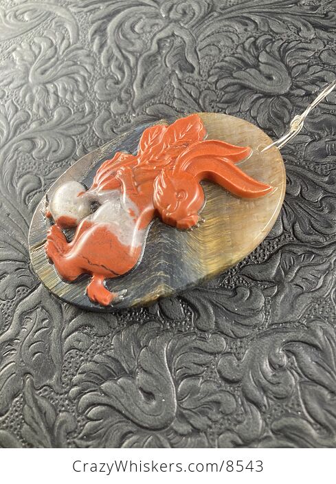 Carved Bunny Rabbit Jasper Stone Pendant Jewelry - #oSWJ3ixeUsI-5