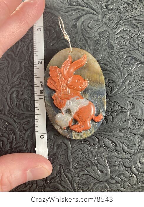 Carved Bunny Rabbit Jasper Stone Pendant Jewelry - #oSWJ3ixeUsI-3