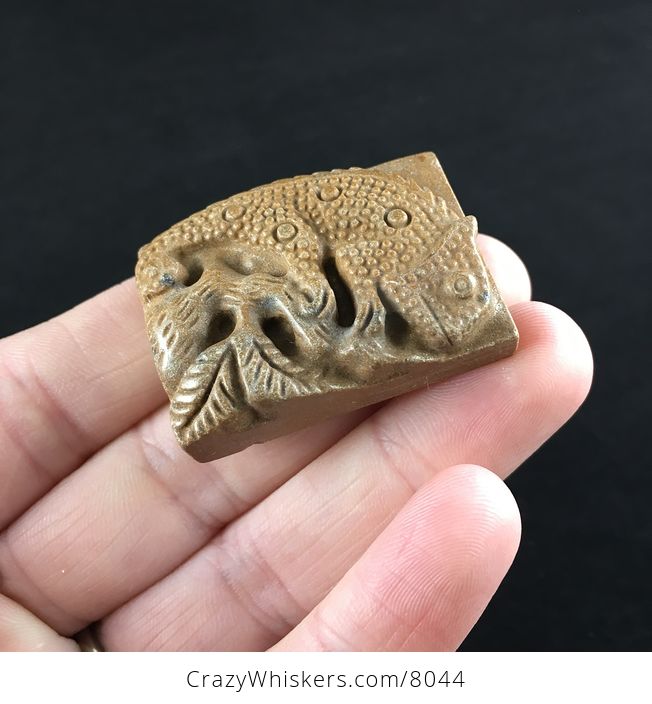 Carved Chameleon Lizard Picture Jasper Stone Jewelry Pendant - #L2lIYMV0ddo-3