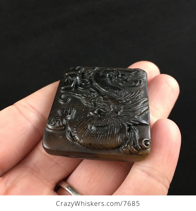 Carved Chinese Dragon Jade Stone Pendant Jewelry - #LYmSfLOOJZg-2