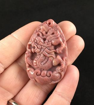 Carved Chinese Dragon Rhodonite Stone Pendant Jewelry #2Qovh0Eoz2c