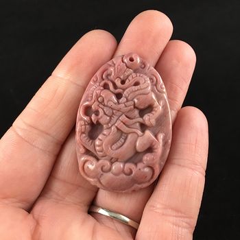 Carved Chinese Dragon Rhodonite Stone Pendant Jewelry #uCqLv5oEnYI