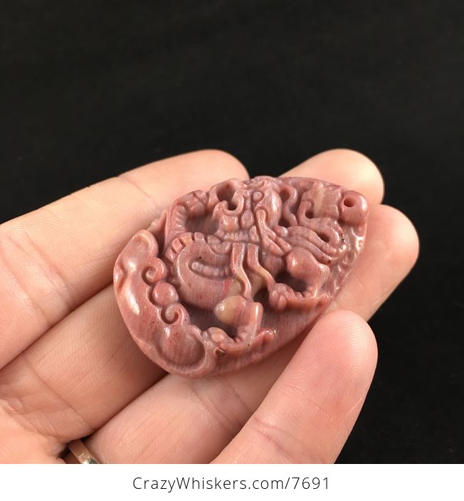 Carved Chinese Dragon Rhodonite Stone Pendant Jewelry - #2Qovh0Eoz2c-2