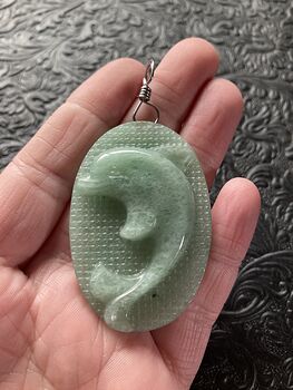 Carved Dolphin in Green Aventurine Stone Jewelry Pendant #xE0EGg6g98A