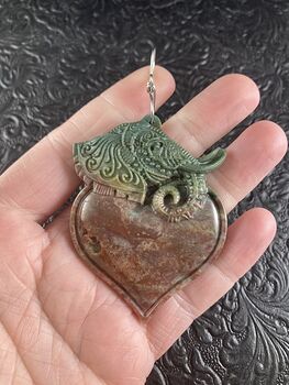 Carved Elephant Heart Natural Fancy Jasper Stone Jewelry Ornament or Pendant #elVUKFRL0YA