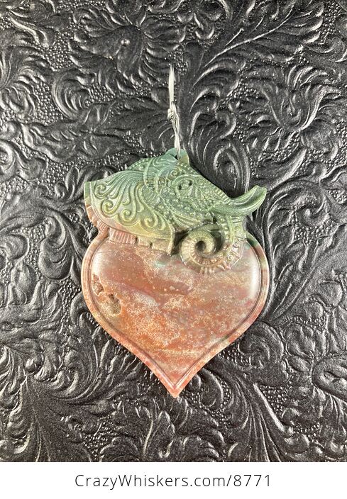 Carved Elephant Heart Natural Fancy Jasper Stone Jewelry Ornament or Pendant - #elVUKFRL0YA-5
