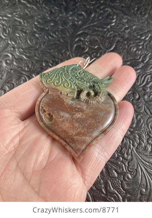 Carved Elephant Heart Natural Fancy Jasper Stone Jewelry Ornament or Pendant - #elVUKFRL0YA-2