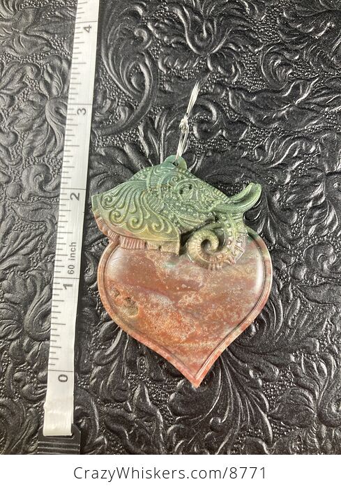 Carved Elephant Heart Natural Fancy Jasper Stone Jewelry Ornament or Pendant - #elVUKFRL0YA-6