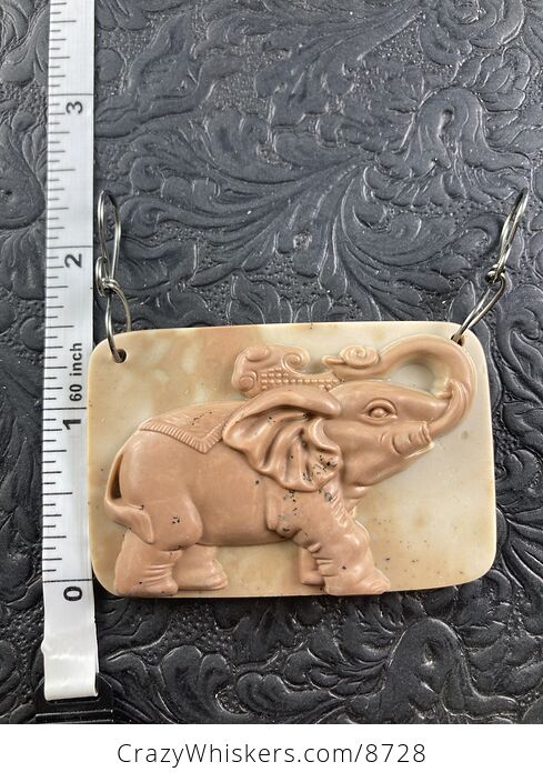 Carved Elephant Jasper Stone Jewelry Pendant Mini Art Ornament - #a7mW9OPvc7M-6