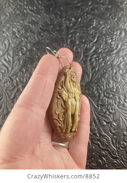 Carved Elephant Jasper Stone Jewelry Pendant Mini Art Ornament - #iRpDei3Q7jc-4