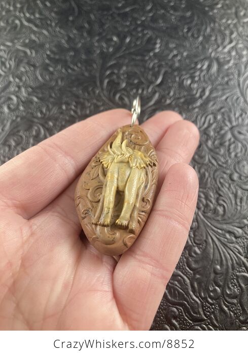 Carved Elephant Jasper Stone Jewelry Pendant Mini Art Ornament - #iRpDei3Q7jc-2