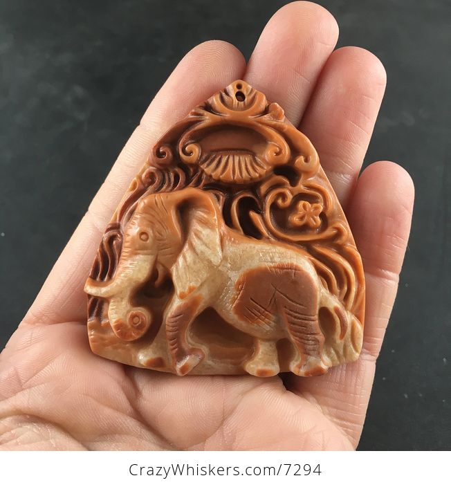 Carved Elephant Red Malachite Stone Pendant Jewelry - #P5WQxh4KAqM-1