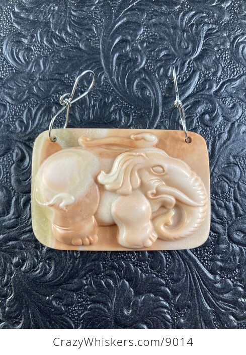 Carved Elephant Stone Jewelry Pendant Mini Art Ornament - #Ftrc0rX2598-2
