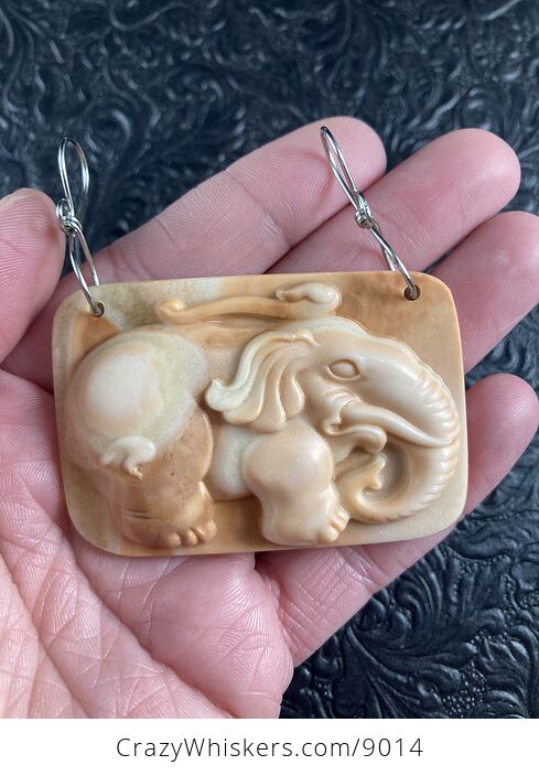 Carved Elephant Stone Jewelry Pendant Mini Art Ornament - #Ftrc0rX2598-4