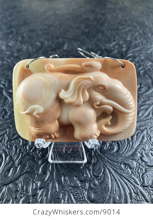 Carved Elephant Stone Jewelry Pendant Mini Art Ornament - #Ftrc0rX2598-1