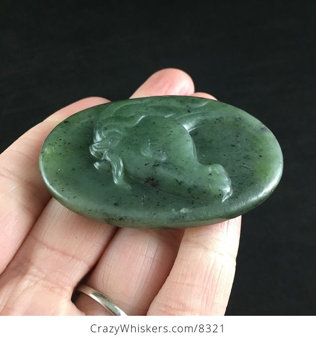 Carved Green Bi Yu Jade Stone Horse Pendant Jewelry - #OsXjWBvSZoI-3