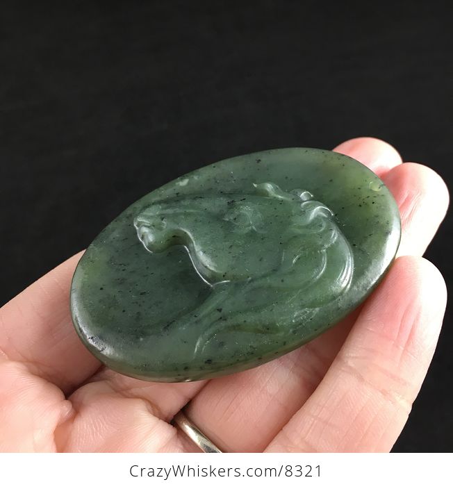 Carved Green Bi Yu Jade Stone Horse Pendant Jewelry - #OsXjWBvSZoI-4