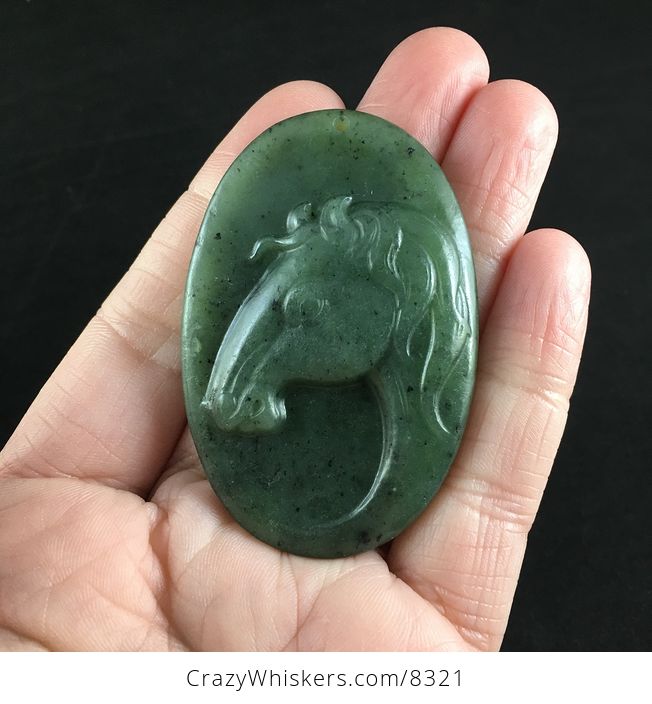 Carved Green Bi Yu Jade Stone Horse Pendant Jewelry - #OsXjWBvSZoI-1