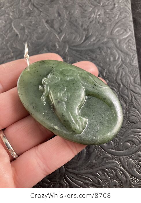 Carved Green Bi Yu Jade Stone Horse Pendant Jewelry Mini Art Ornament - #PhKMQLA31XU-4