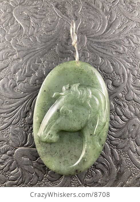 Carved Green Bi Yu Jade Stone Horse Pendant Jewelry Mini Art Ornament - #PhKMQLA31XU-1