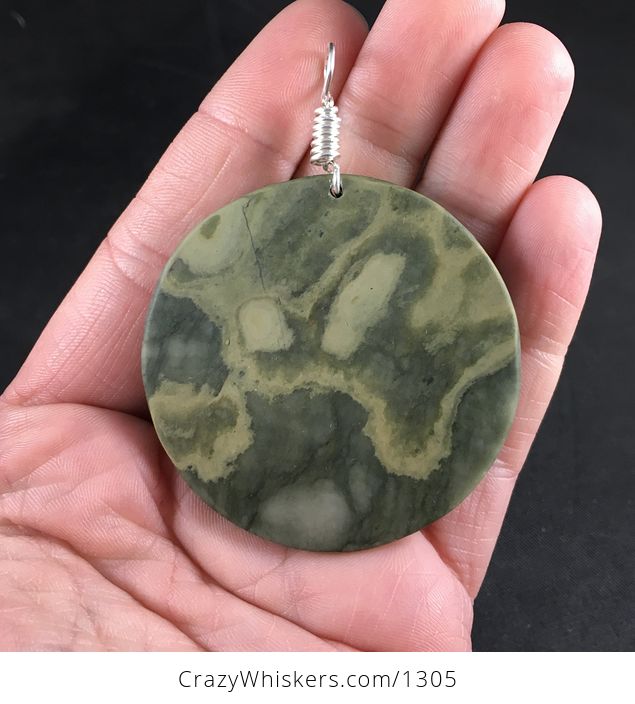 Carved Green Parrot Pair Ribbon Jasper Stone Pendant with Wire Bail - #rtmRQgScRp0-2