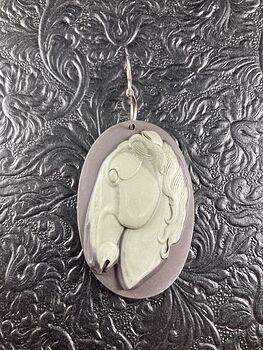 Carved Horse Head in Profile Jasper Stone Pendant Jewelry Mini Art Ornament #AEvpB2Y4DCE