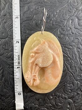 Carved Horse Head in Profile Orange Jasper Stone Pendant Jewelry Mini Art Ornament #JBOVj9zPCcQ
