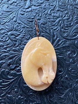 Carved Horse Head in Profile Red Malachite Stone Pendant Jewelry Mini Art Ornament #kNwXNJpIpQk