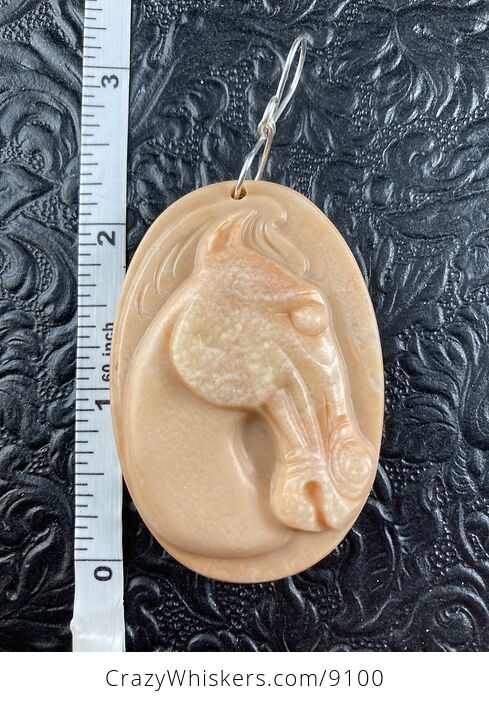 Carved Horse Head in Profile Red Malachite Stone Pendant Jewelry Mini Art Ornament - #526eMeAAADw-1