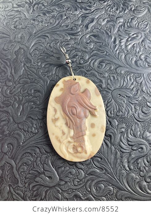 Carved Horse Jasper Stone Pendant Jewelry - #v3daF6UVDY0-3