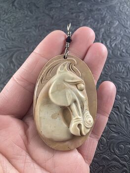 Carved Horse Jasper Stone Pendant Jewelry Mini Art Ornament #RhMAb3hthQU