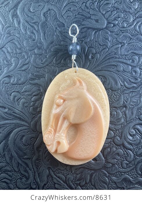 Carved Horse Jasper Stone Pendant Jewelry Mini Art Ornament - #6OnXJwqUQIM-4