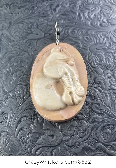 Carved Horse Jasper Stone Pendant Jewelry Mini Art Ornament - #RhMAb3hthQU-3